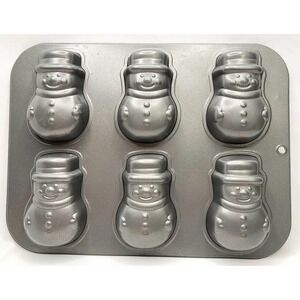 Ekco Baker's Secret "Mini Snowman" Cake‎ Pan- Non-stick, Easy Clean- 6 Molds